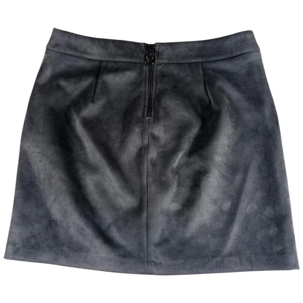 VTG Vero Moda Faux Suede Mini Skirt Womens Medium Gray Premium Summer Back Zip